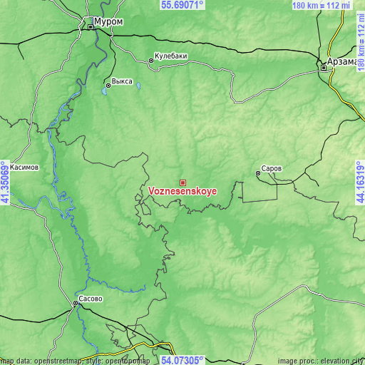 Topographic map of Voznesenskoye