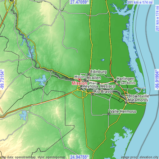 Topographic map of Mission