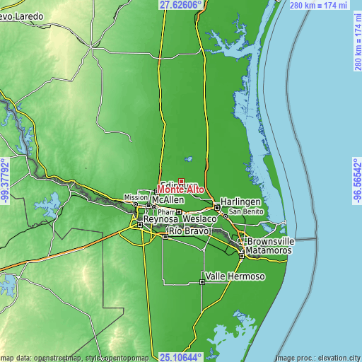 Topographic map of Monte Alto