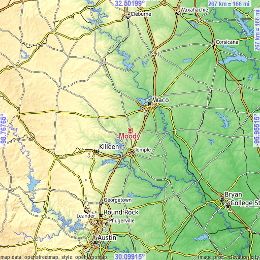 Topographic map of Moody