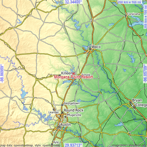 Topographic map of Morgans Point Resort