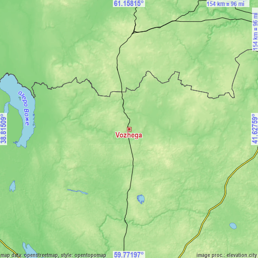 Topographic map of Vozhega