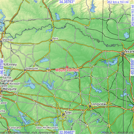 Topographic map of Mount Vernon