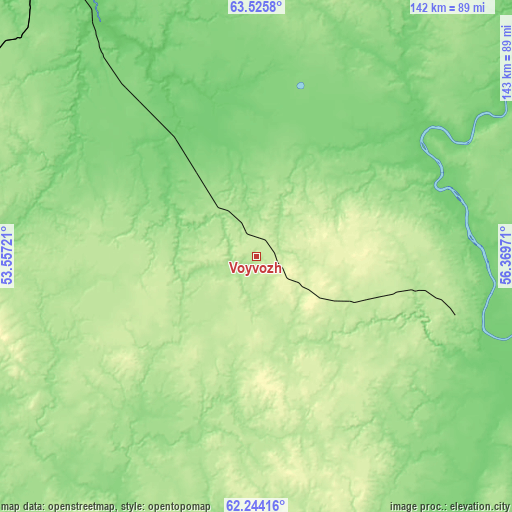 Topographic map of Voyvozh