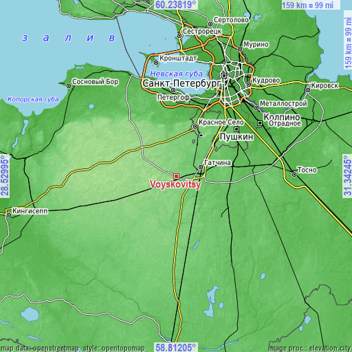 Topographic map of Voyskovitsy