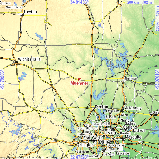 Topographic map of Muenster