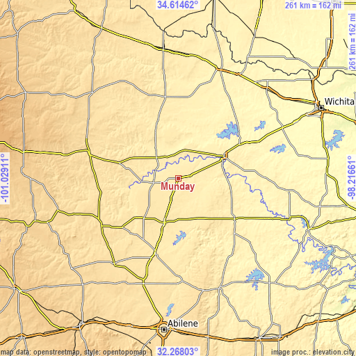 Topographic map of Munday