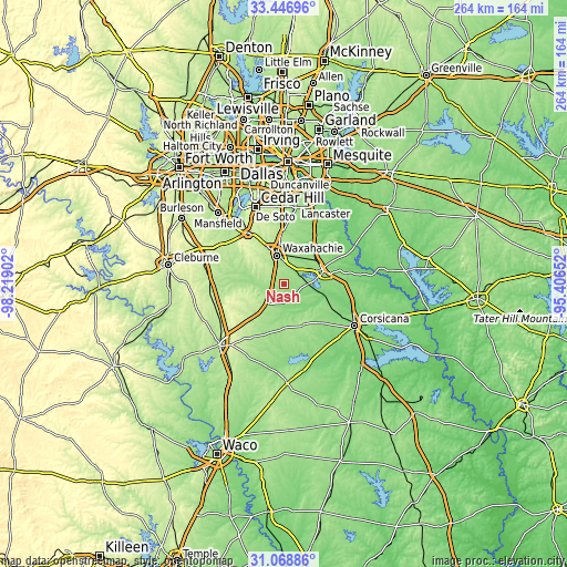 Topographic map of Nash