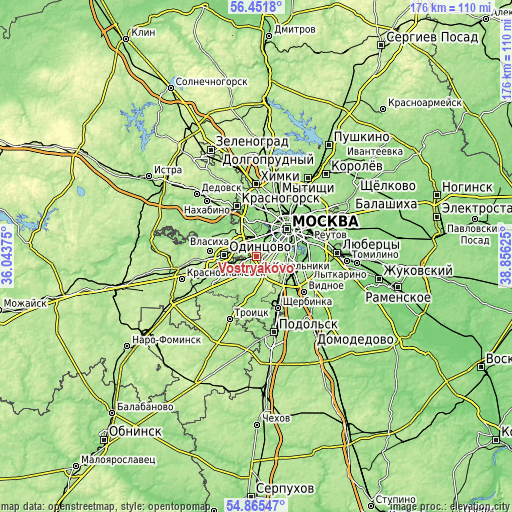 Topographic map of Vostryakovo