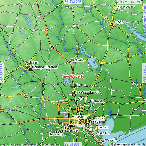 Topographic map of New Waverly