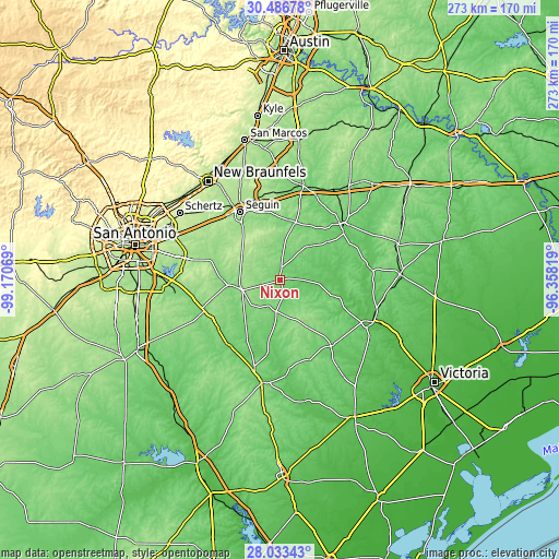 Topographic map of Nixon