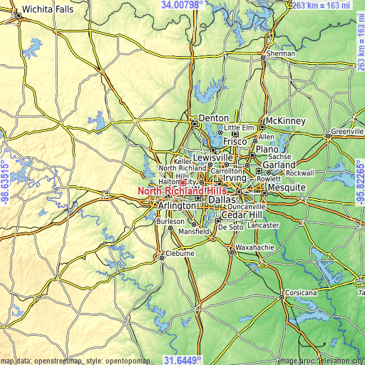 Topographic map of North Richland Hills