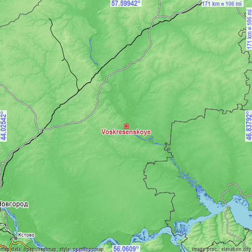 Topographic map of Voskresenskoye