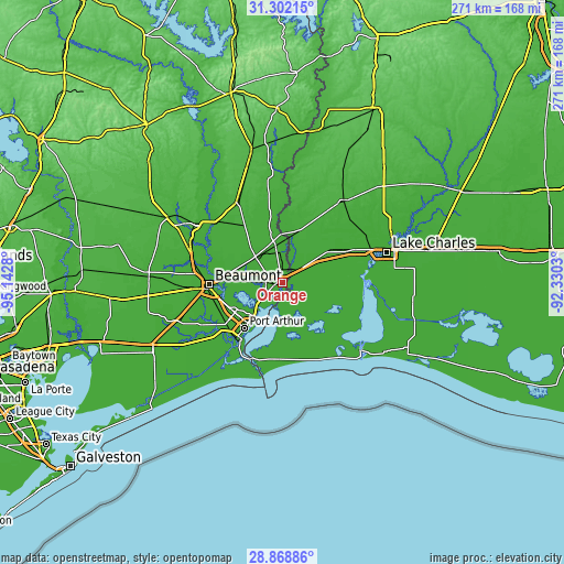 Topographic map of Orange