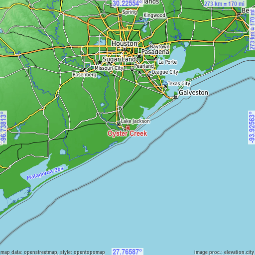 Topographic map of Oyster Creek