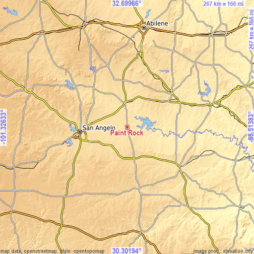 Topographic map of Paint Rock