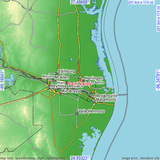 Topographic map of Palm Valley