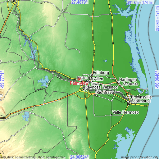 Topographic map of Palmview