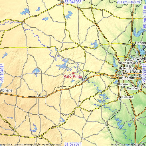 Topographic map of Palo Pinto