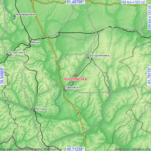 Topographic map of Vorontsovka