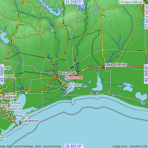 Topographic map of Pinehurst