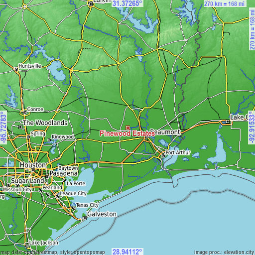 Topographic map of Pinewood Estates