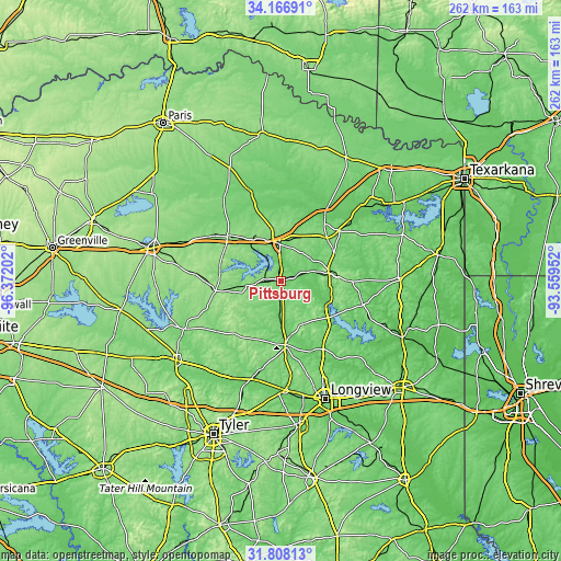 Topographic map of Pittsburg