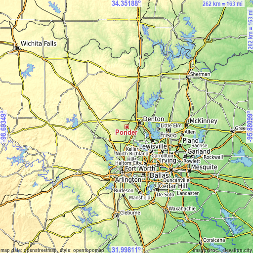 Topographic map of Ponder