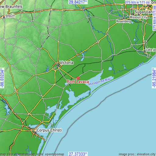 Topographic map of Port Lavaca