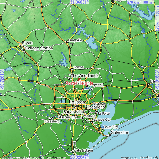 Topographic map of Porter Heights