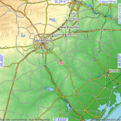 Topographic map of Poth