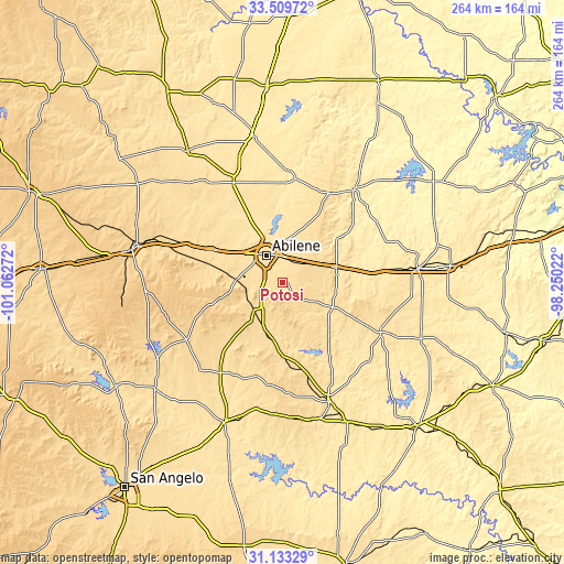 Topographic map of Potosi