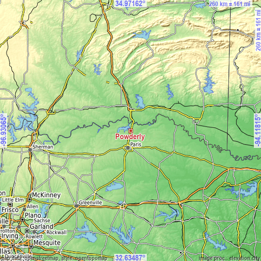 Topographic map of Powderly