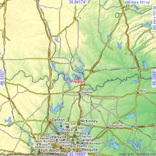 Topographic map of Preston