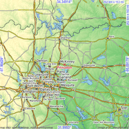 Topographic map of Princeton