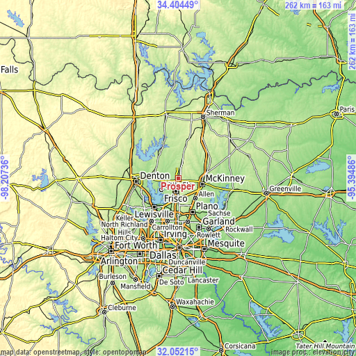 Topographic map of Prosper