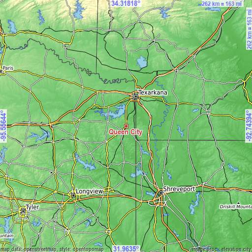 Topographic map of Queen City