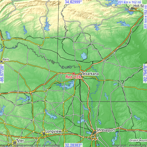 Topographic map of Red Lick