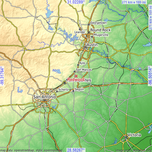 Topographic map of Redwood