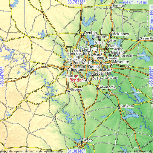 Topographic map of Rendon