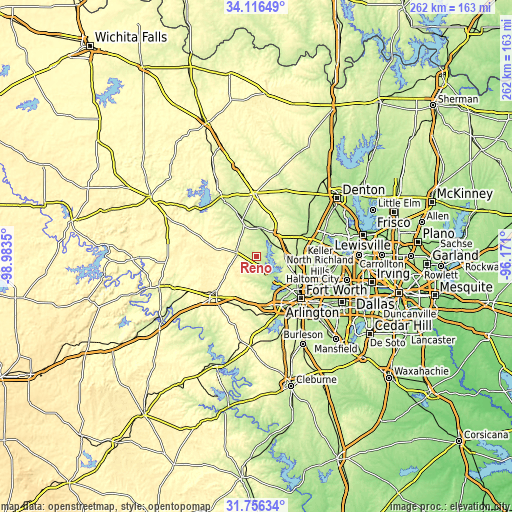 Topographic map of Reno