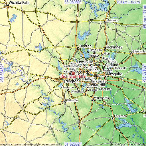 Topographic map of Richland Hills