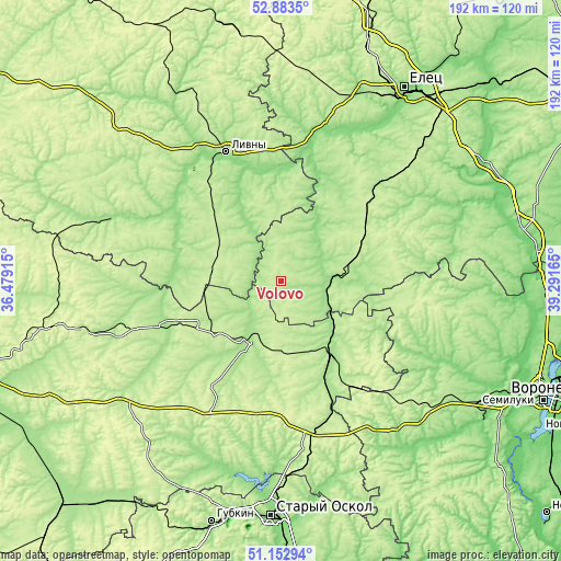 Topographic map of Volovo