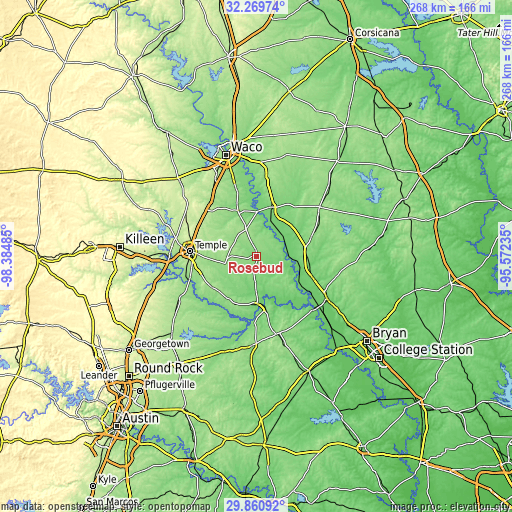 Topographic map of Rosebud