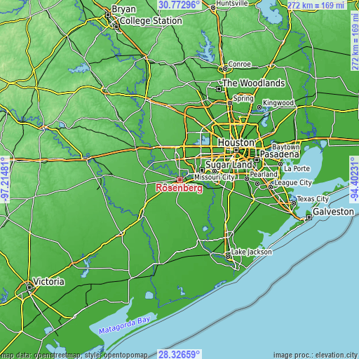 Topographic map of Rosenberg