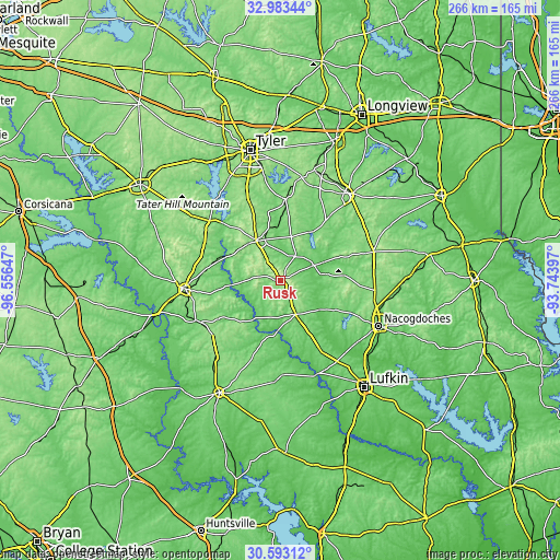 Topographic map of Rusk