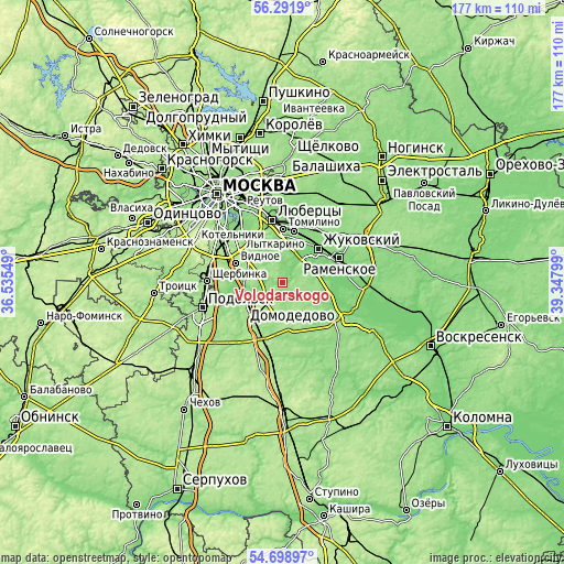 Topographic map of Volodarskogo