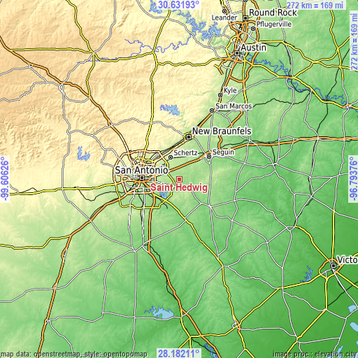 Topographic map of Saint Hedwig