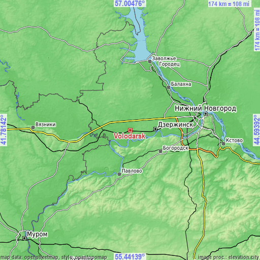 Topographic map of Volodarsk
