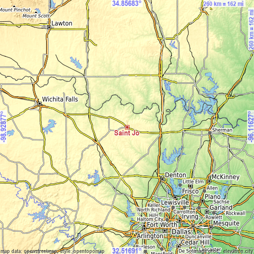 Topographic map of Saint Jo